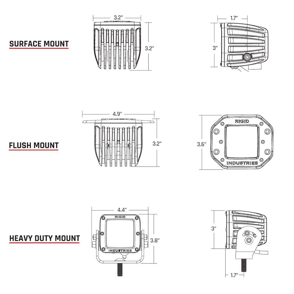 RIGID Industries D-Series PRO Flush Mount - Spot LED - Midnight Edition - Pair - Black [212213BLK] - The Happy Skipper