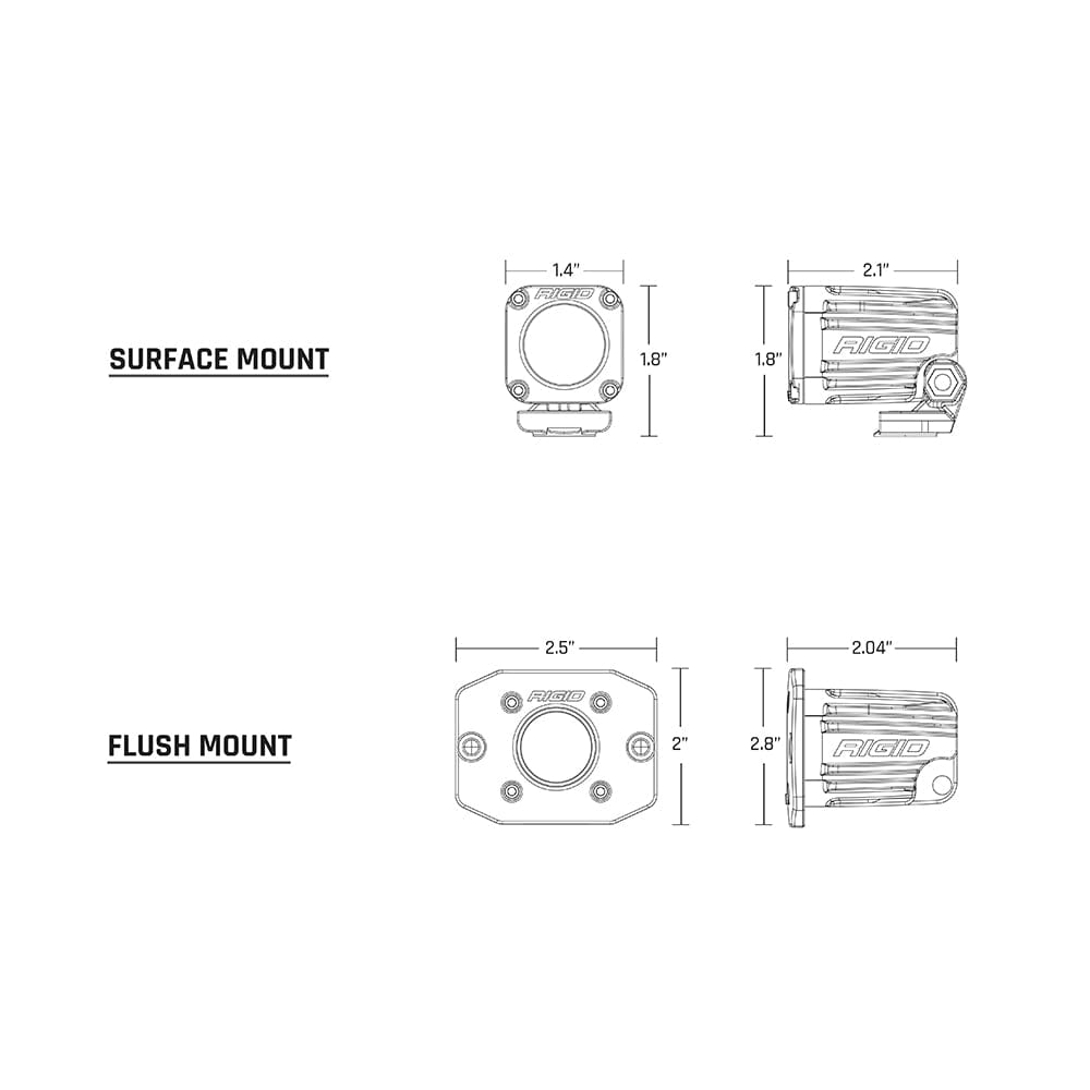 RIGID Industries Ignite Surface Mount Diffused - Pair - Black [20541] - The Happy Skipper