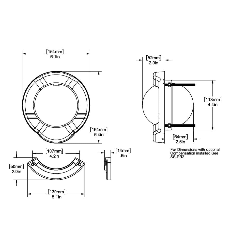 Ritchie SR-2 Venture Sail Boat Compass w/Clinometer - Bulkhead Mount - Black [SR-2] - The Happy Skipper
