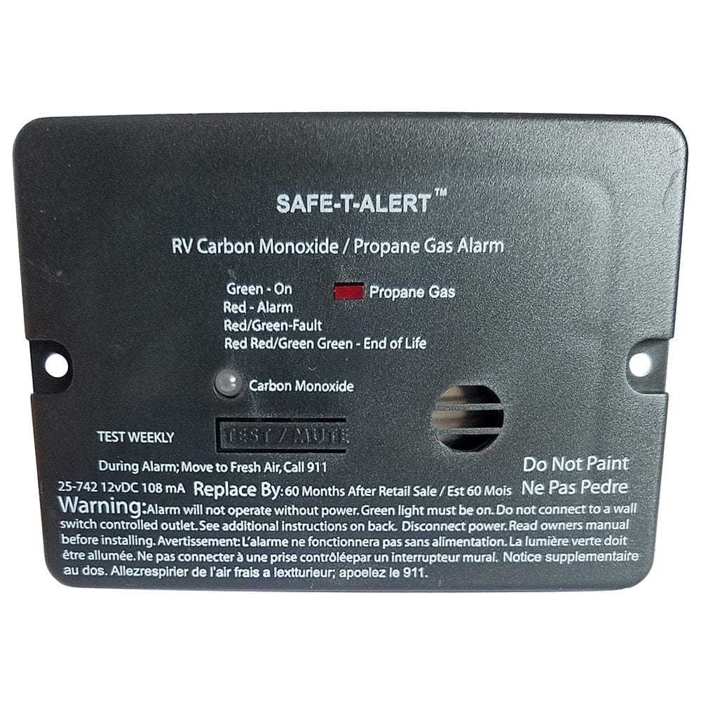 Safe-T-Alert Combo Carbon Monoxide Propane Alarm - Flush Mount - Mini - Black [25-742-BL] - The Happy Skipper