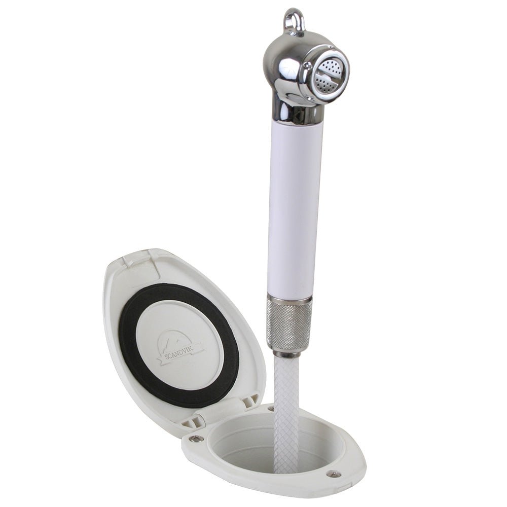 Scandvik Recessed Shower w/6 White Hose - Push-Button [12106P] - The Happy Skipper