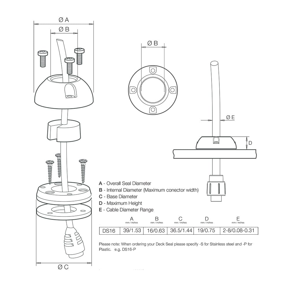Scanstrut DS16-S Vertical Cable Seal - Stainless Steel [DS16-S] - The Happy Skipper