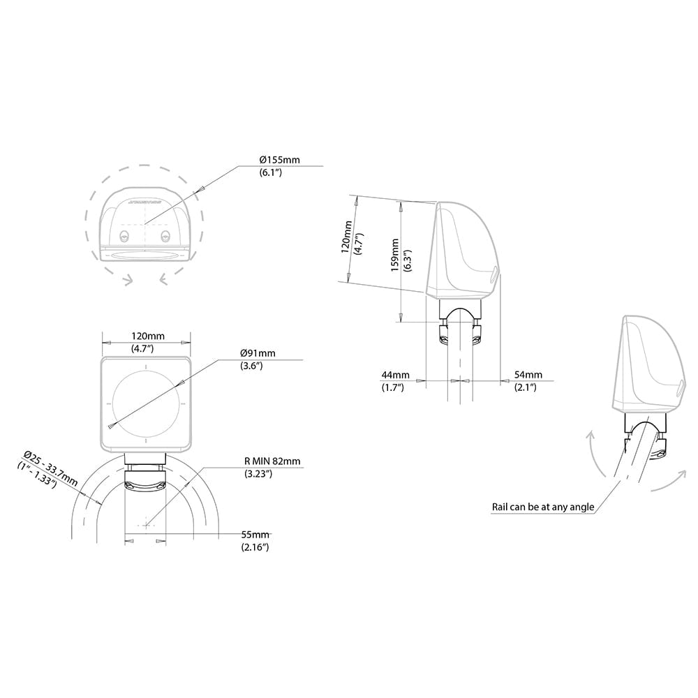 Scanstrut Scanpod Single Instrument Pod Rail Mount - Cut f/Standard Instrument - Fits 1" - 1.33" Rails [SPR-1I-RM] - The Happy Skipper