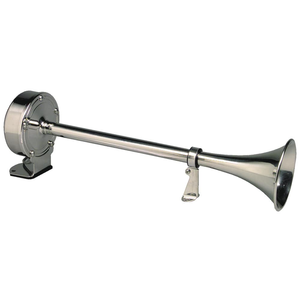 Schmitt Marine Deluxe All-Stainless Single Trumpet Horn - 24V [12427] - The Happy Skipper