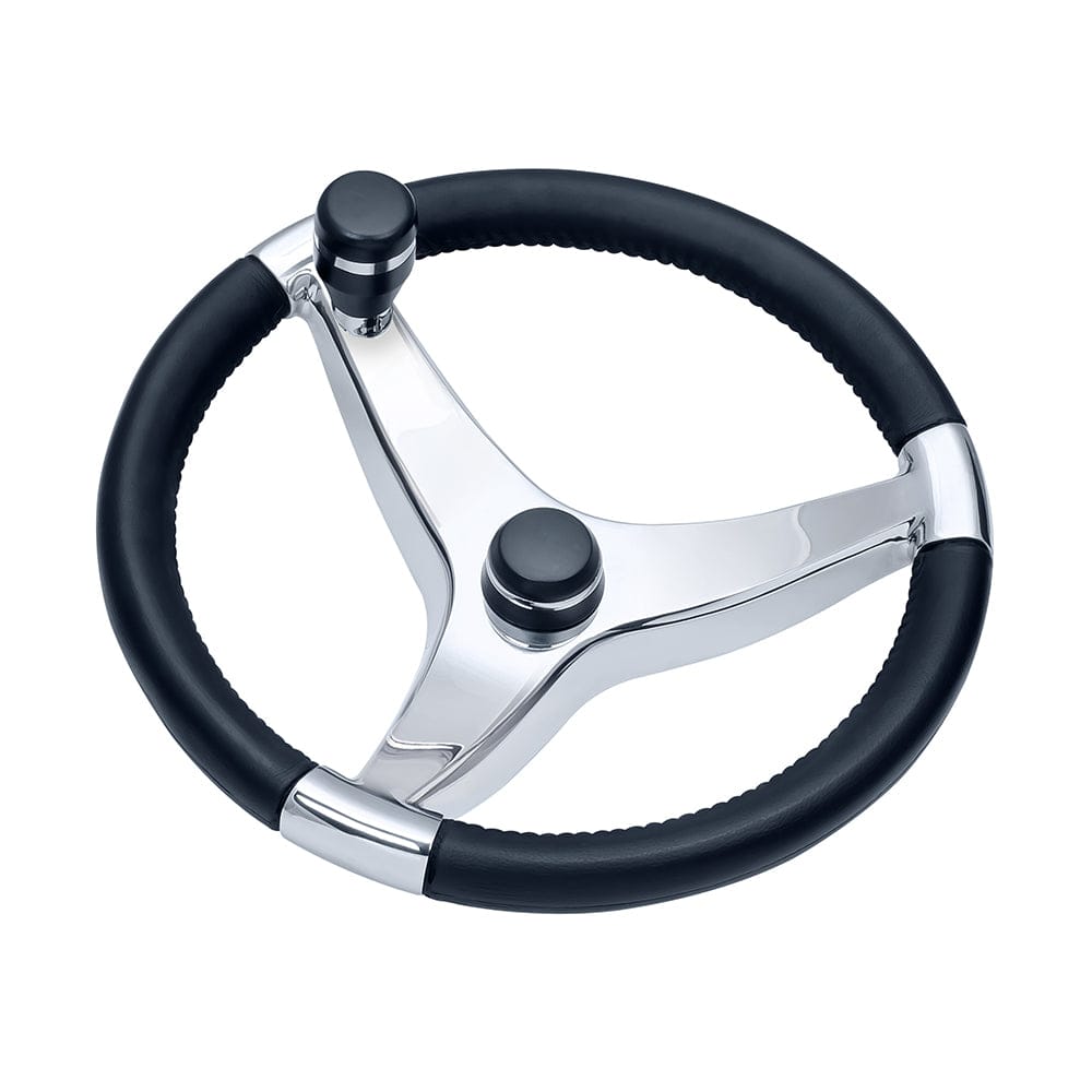 Schmitt Marine Evo Pro 316 Cast Stainless Steel Steering Wheel w/Control Knob - 13.5" Diameter [7241321FGK] - The Happy Skipper
