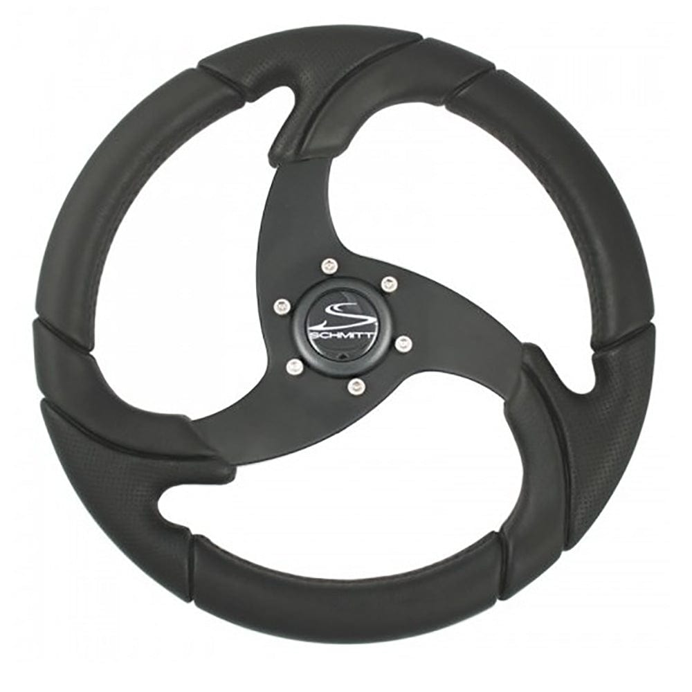 Schmitt Marine Folletto 14.2" Wheel - Black Polished Polyurethane - 3/4" Tapered Shaft w/Black Center Cap [PU026104-R] - The Happy Skipper