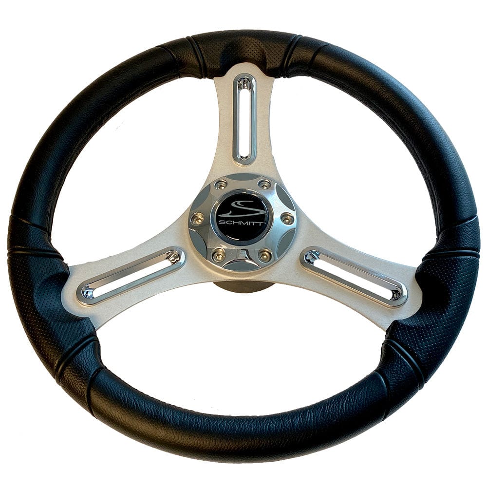 Schmitt Marine Torcello 14" Wheel - 03 Series - Polyurethane Wheel w/Chrome Trim Cap - Brushed Spokes - 3/4" Tapered Shaft [PU033104-12] - The Happy Skipper