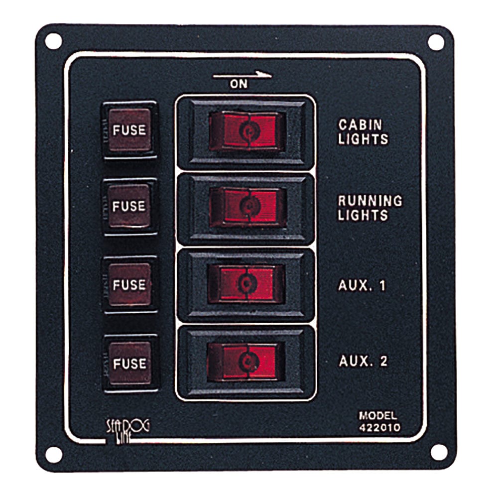Sea-Dog Aluminum Switch Panel - Vertical - 4 Switch [422010-1] - The Happy Skipper