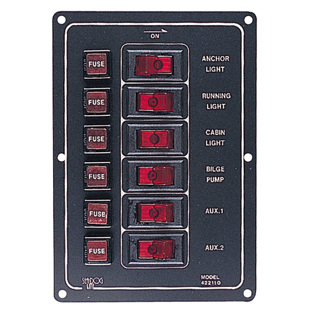 Sea-Dog Aluminum Switch Panel Vertical - 6 Switch [422110-1] - The Happy Skipper