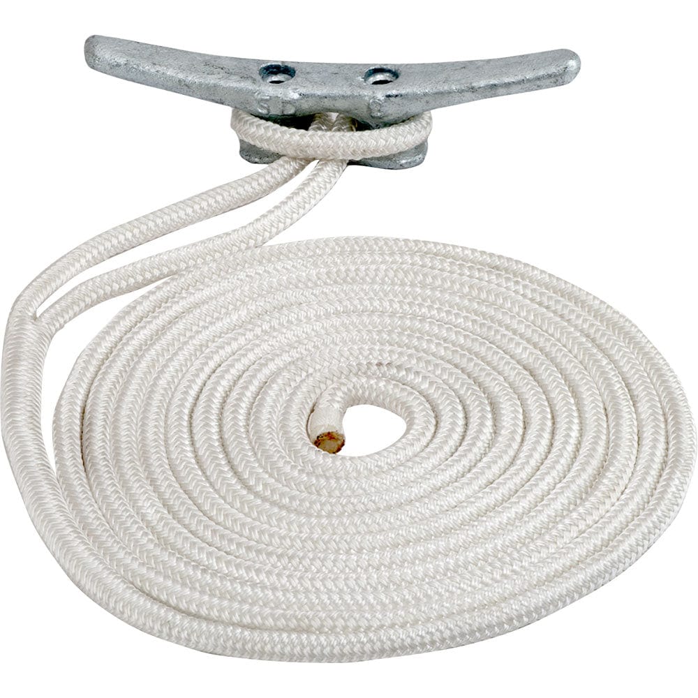 Sea-Dog Double Braided Nylon Dock Line - 1/2" x 10 - White [302112010WH-1] - The Happy Skipper