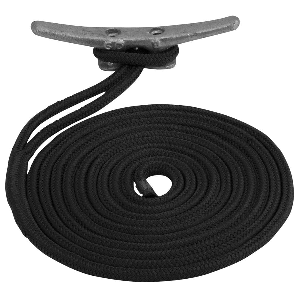 Sea-Dog Double Braided Nylon Dock Line - 1/2" x 25 - Black [302112025BK-1] - The Happy Skipper