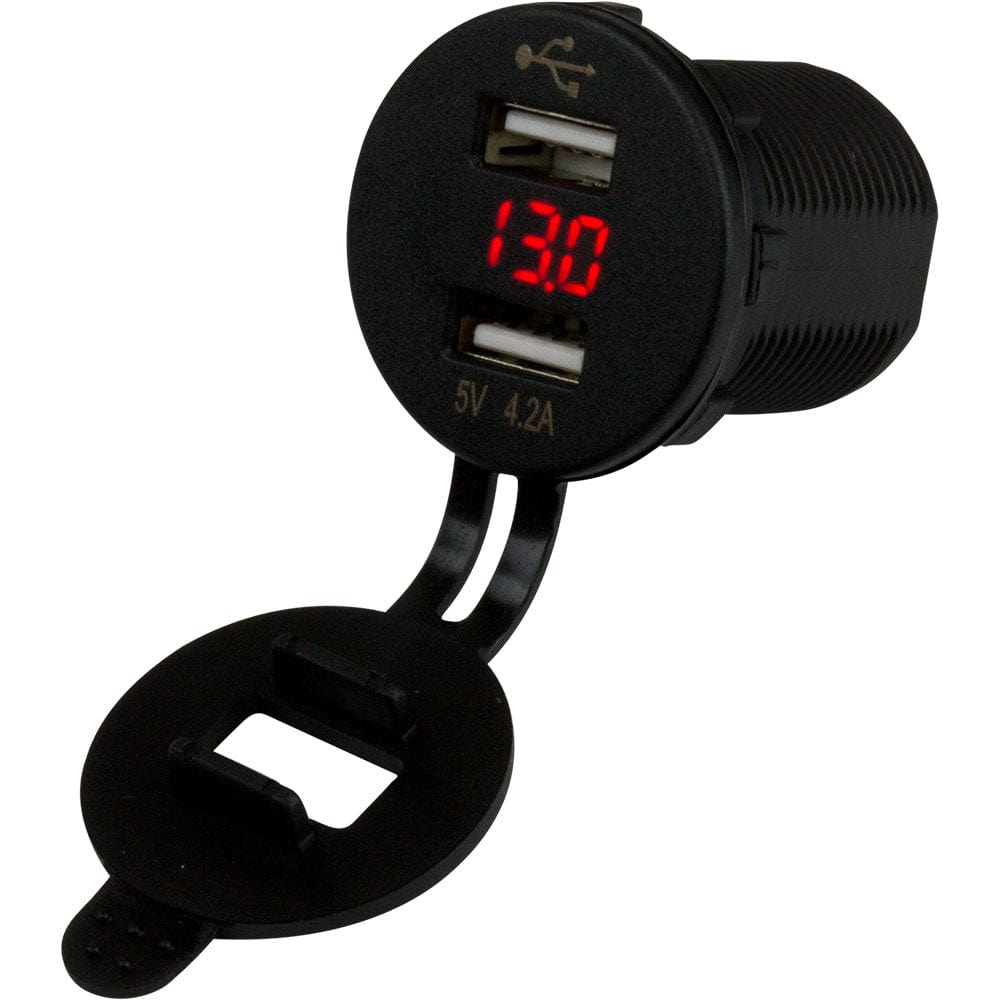 Sea-Dog Dual USB Socket/Voltmeter w/Hidden Display [426517-1] - The Happy Skipper