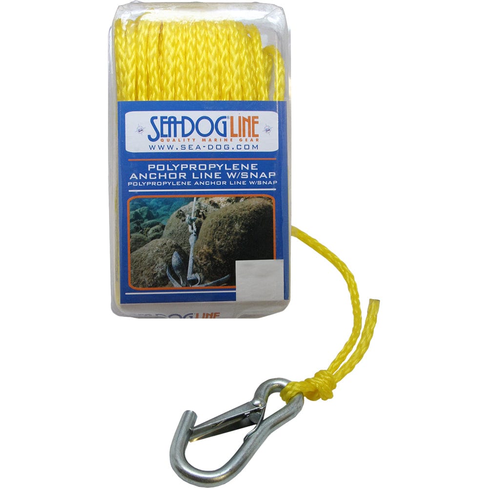 Sea-Dog Poly Pro Anchor Line w/Snap - 1/4" x 50 - Yellow [304206050YW-1] - The Happy Skipper