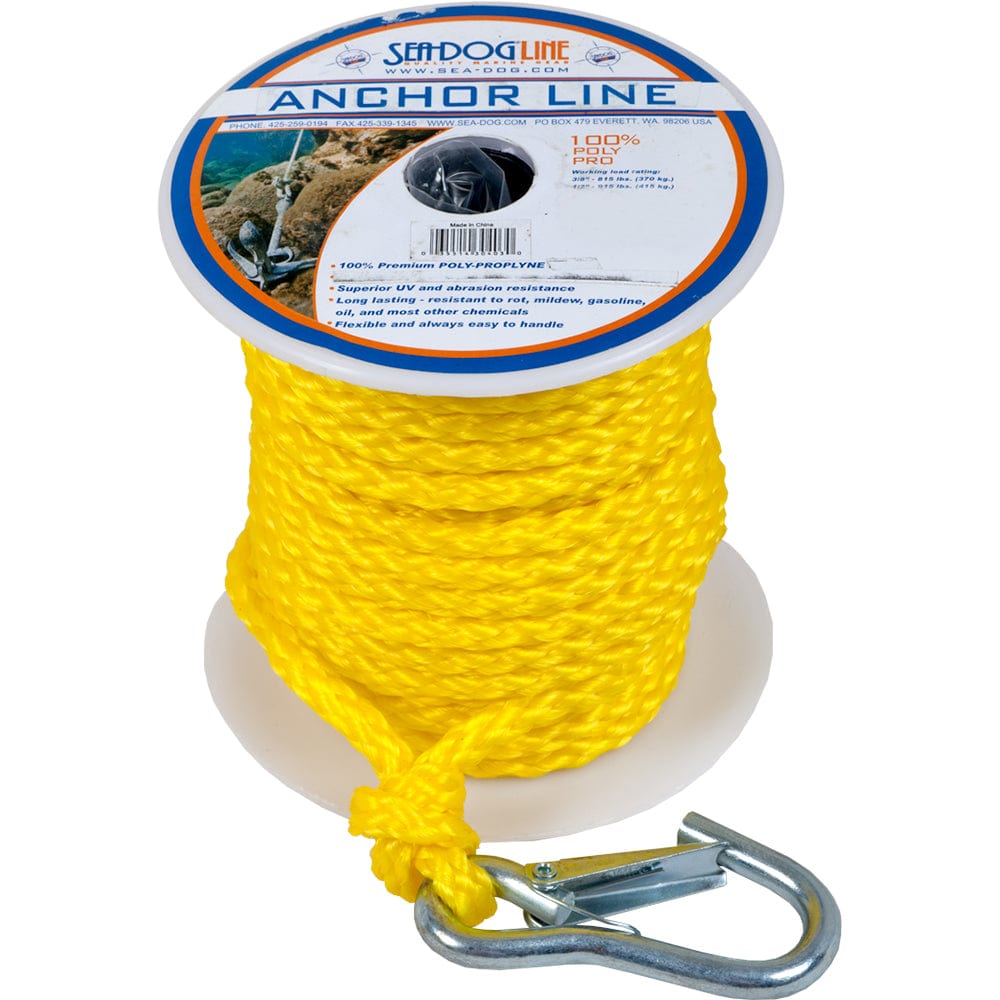 Sea-Dog Poly Pro Anchor Line w/Snap - 3/8" x 100 - Yellow [304210100YW-1] - The Happy Skipper