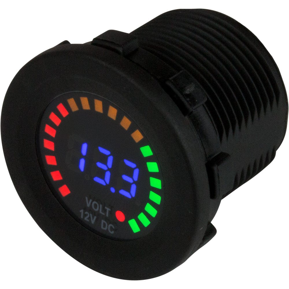 Sea-Dog Round Voltage Meter DC - 5V-15V w/Rainbow Dial [421617-1] - The Happy Skipper