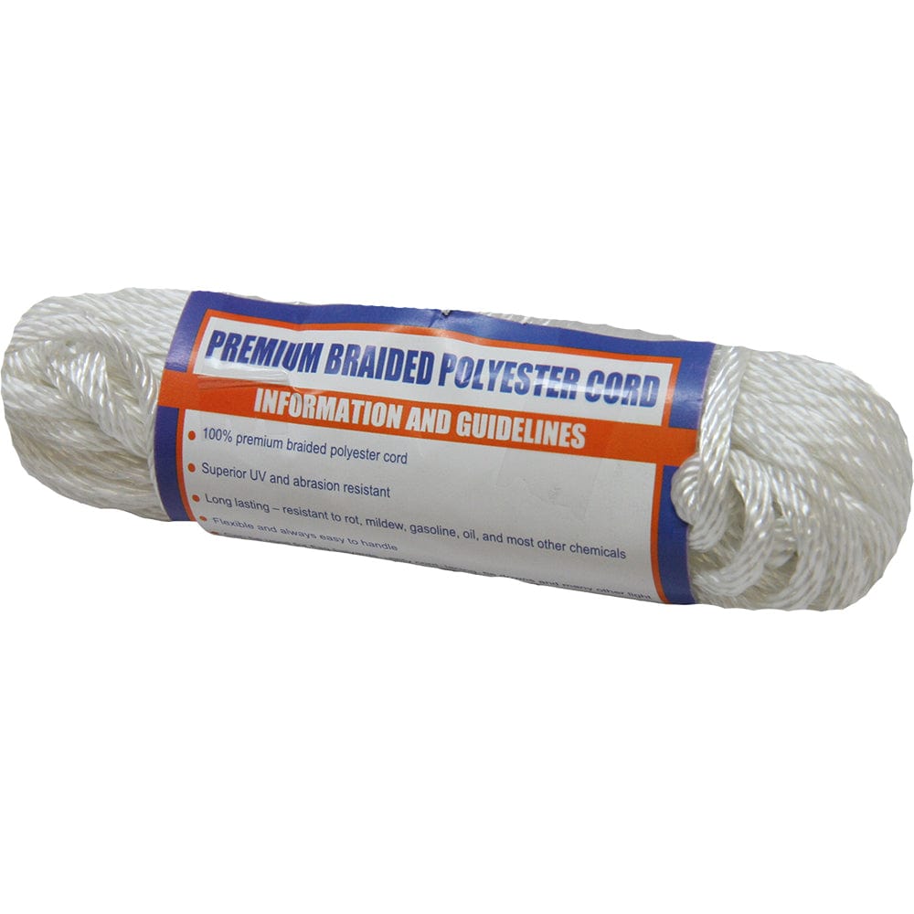 Sea-Dog Solid Braid Polyester Cord Hank - 5/32" x 50 - White [303304050-1] - The Happy Skipper