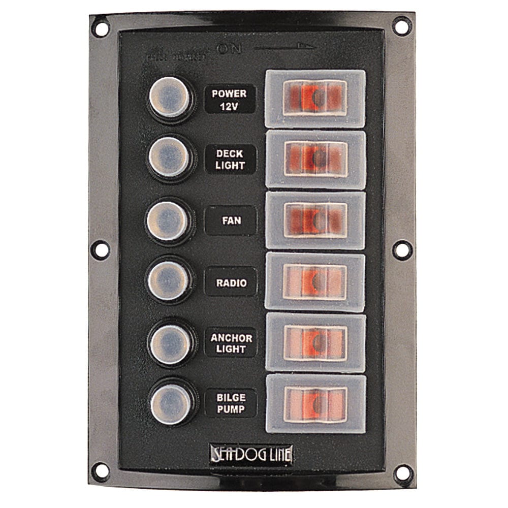 Sea-Dog Splash Guard Circuit Breaker Panel - 6 Circuit [424806-1] - The Happy Skipper