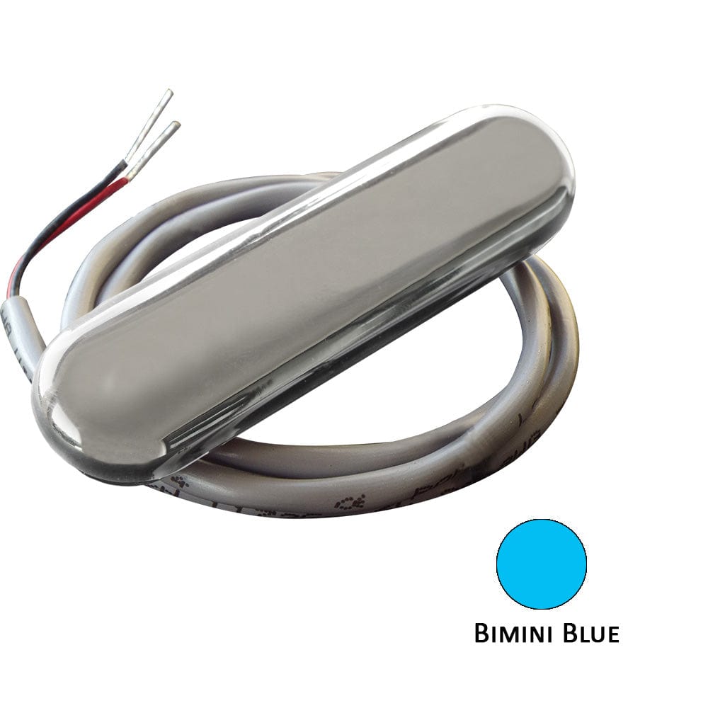 Shadow-Caster Courtesy Light w/2' Lead Wire - 316 SS Cover - Bimini Blue - 4-Pack [SCM-CL-BB-SS-4PACK] - The Happy Skipper