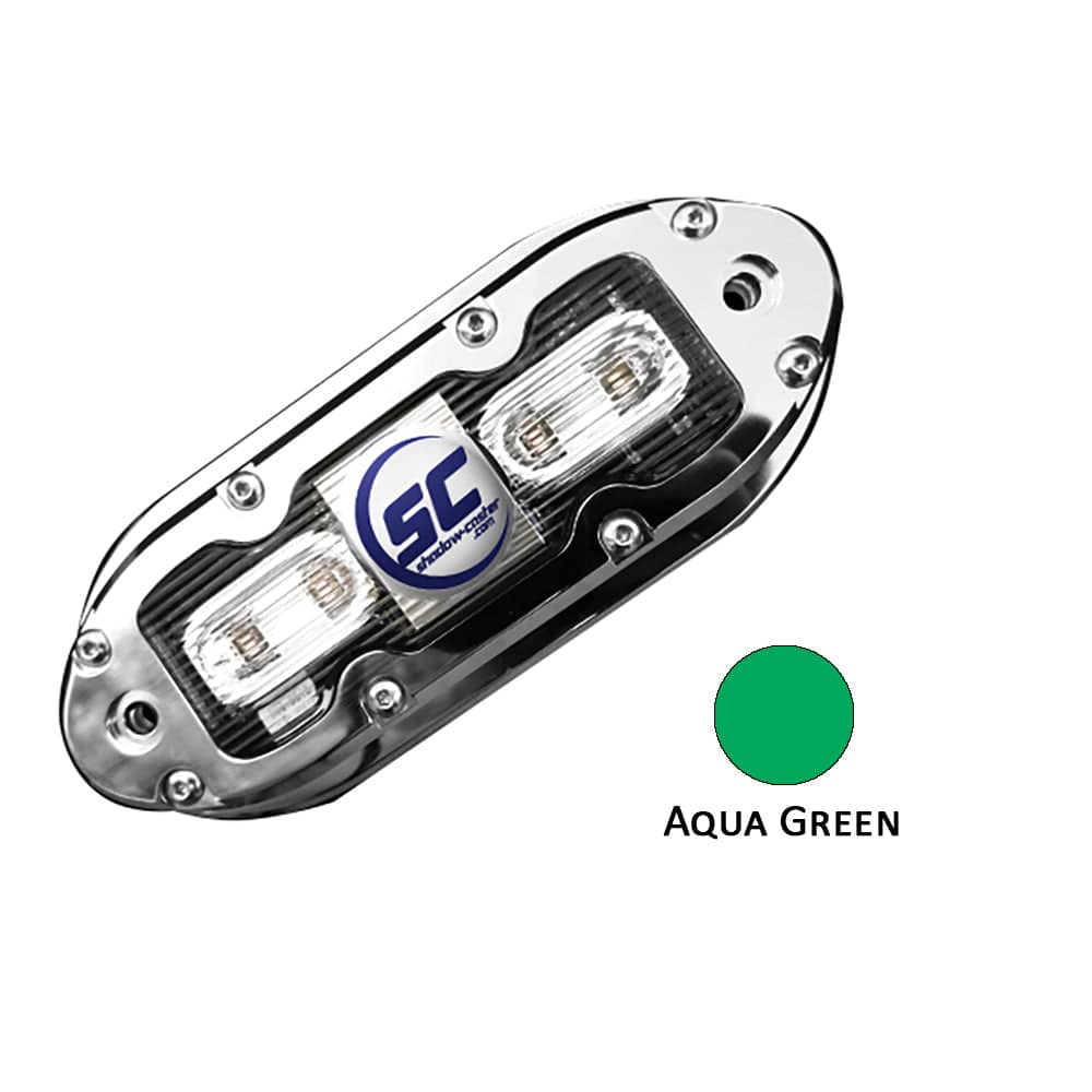 Shadow-Caster SCM-4 LED Underwater Light w/20' Cable - 316 SS Housing - Aqua Green [SCM-4-AG-20] - The Happy Skipper