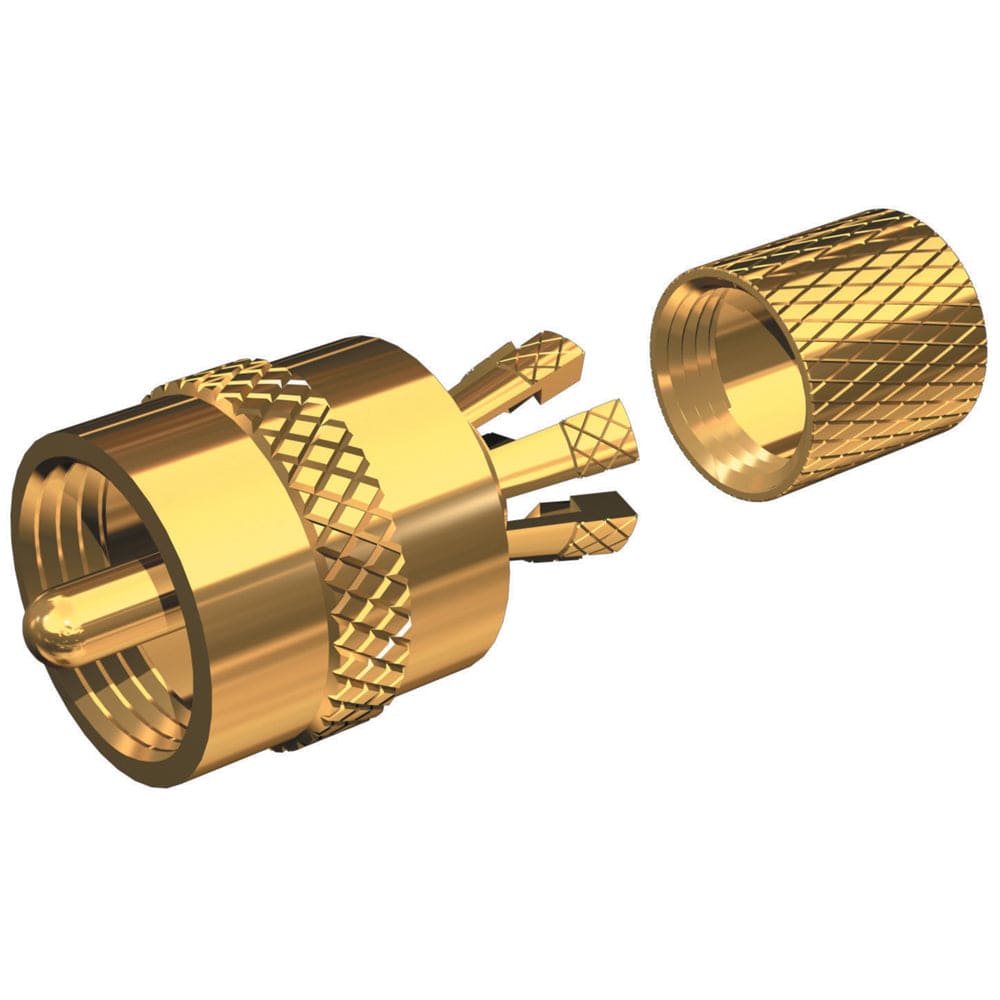 Shakespeare PL-259-CP-G - Solderless PL-259 Connector for RG-8X or RG-58/AU Coax - Gold Plated [PL-259-CP-G] - The Happy Skipper