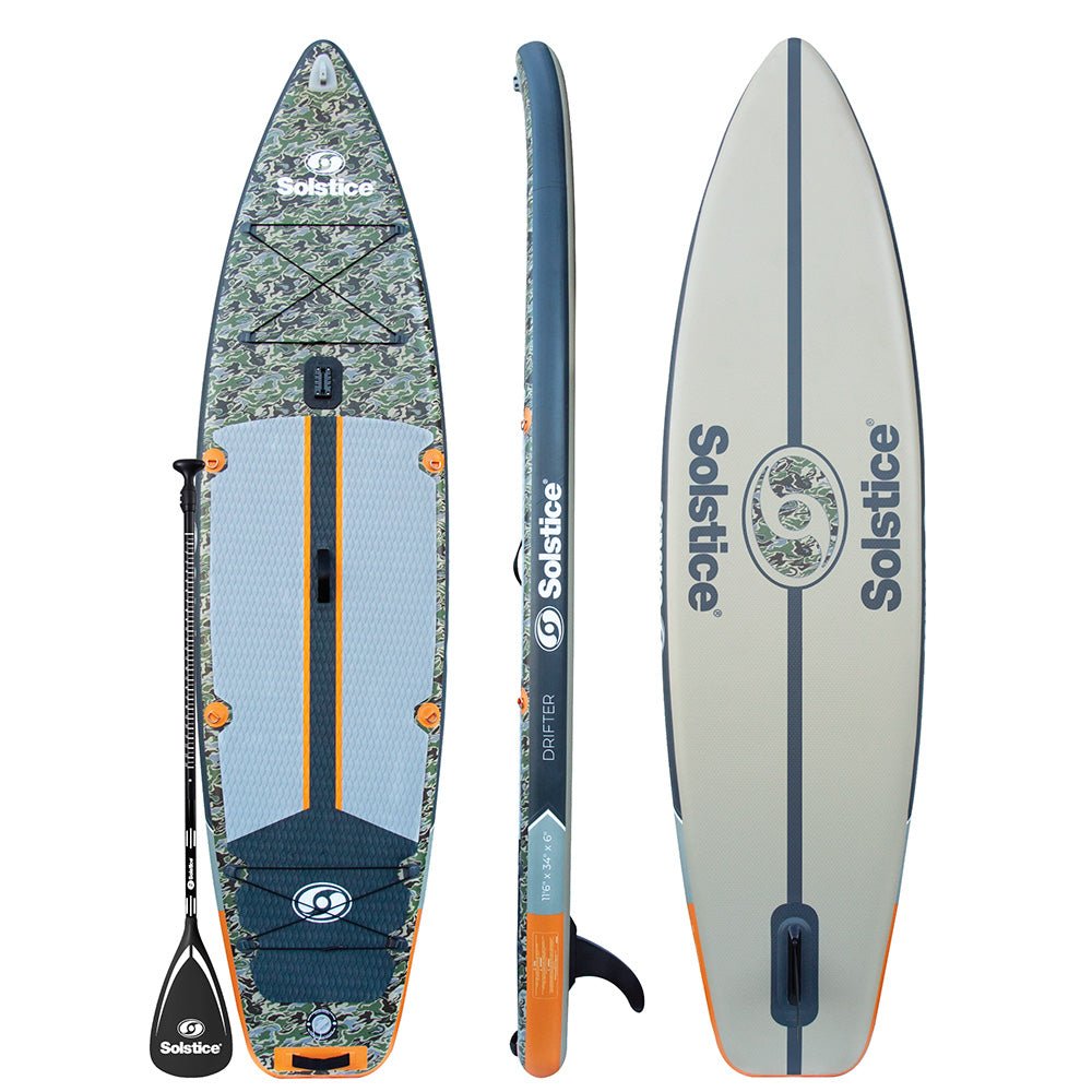 Solstice Watersports 116" Drifter Fishing Inflatable Stand-Up Paddleboard Kit [36116] - The Happy Skipper