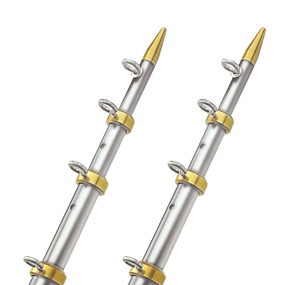 TACO 15' Telescopic Outrigger Poles 1-1/8" - Silver/Gold [OT-0441VEL15] - The Happy Skipper