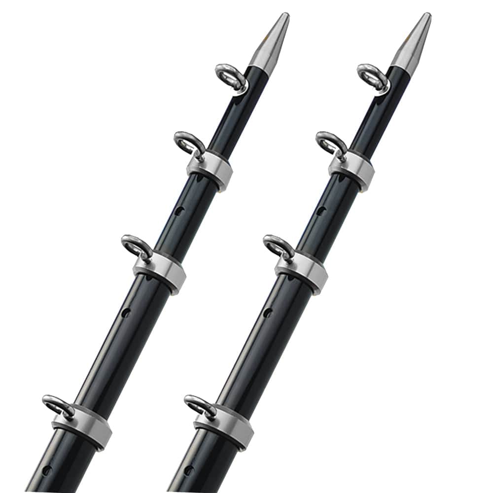 TACO 15' Telescopic Outrigger Poles HD 1-1/2" - Black/Silver [OT-0542BKA15-HD] - The Happy Skipper