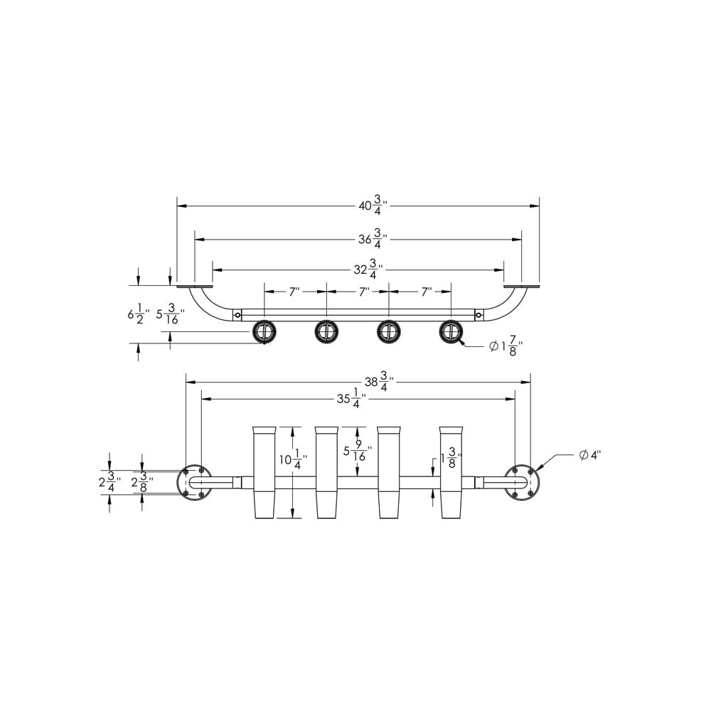 TACO 4-Rod Transom Mount Rod Rack [F31-3504BSA-1] - The Happy Skipper