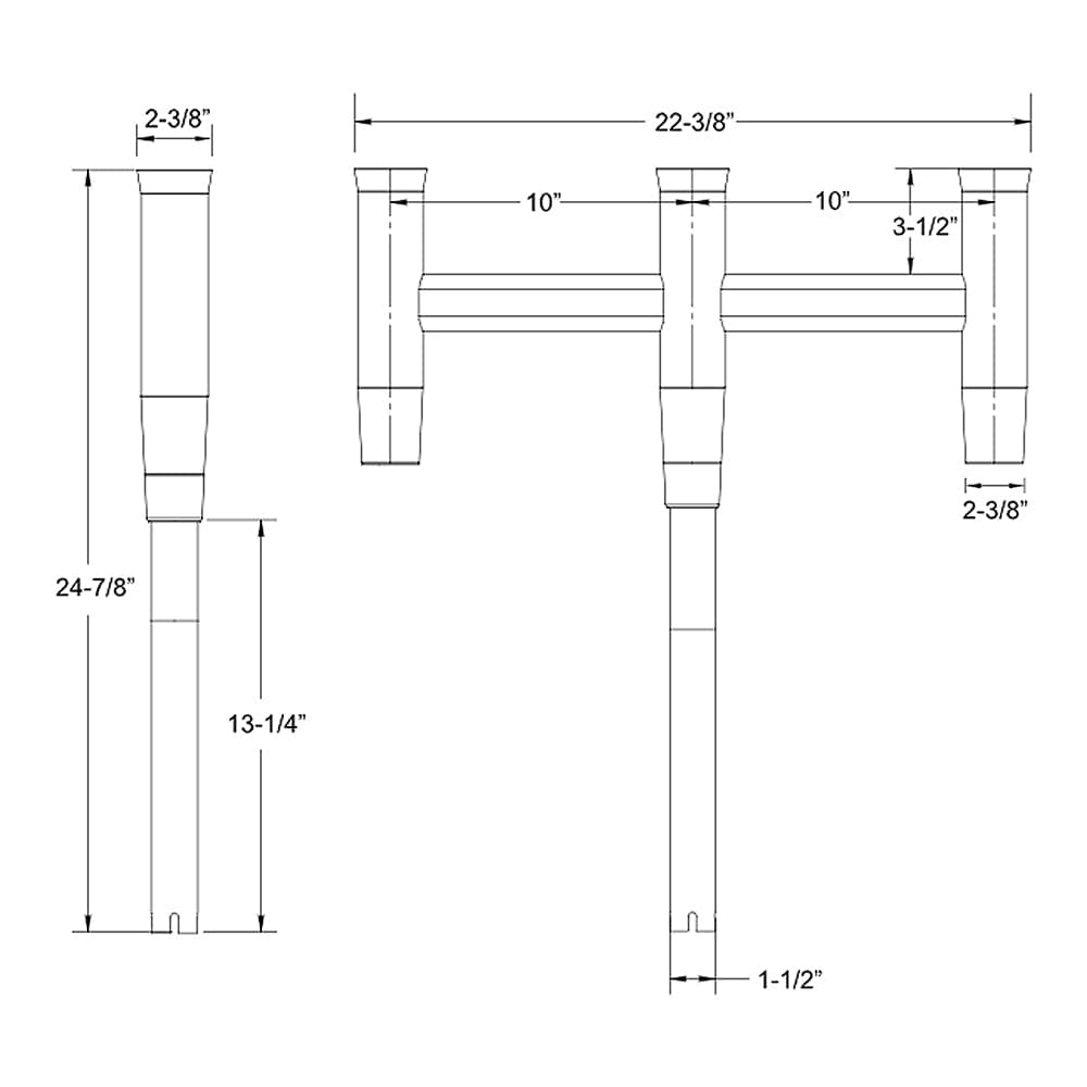 TACO Deluxe Trident Rod Holder Cluster Straight [F31-0780BXY-1] - The Happy Skipper