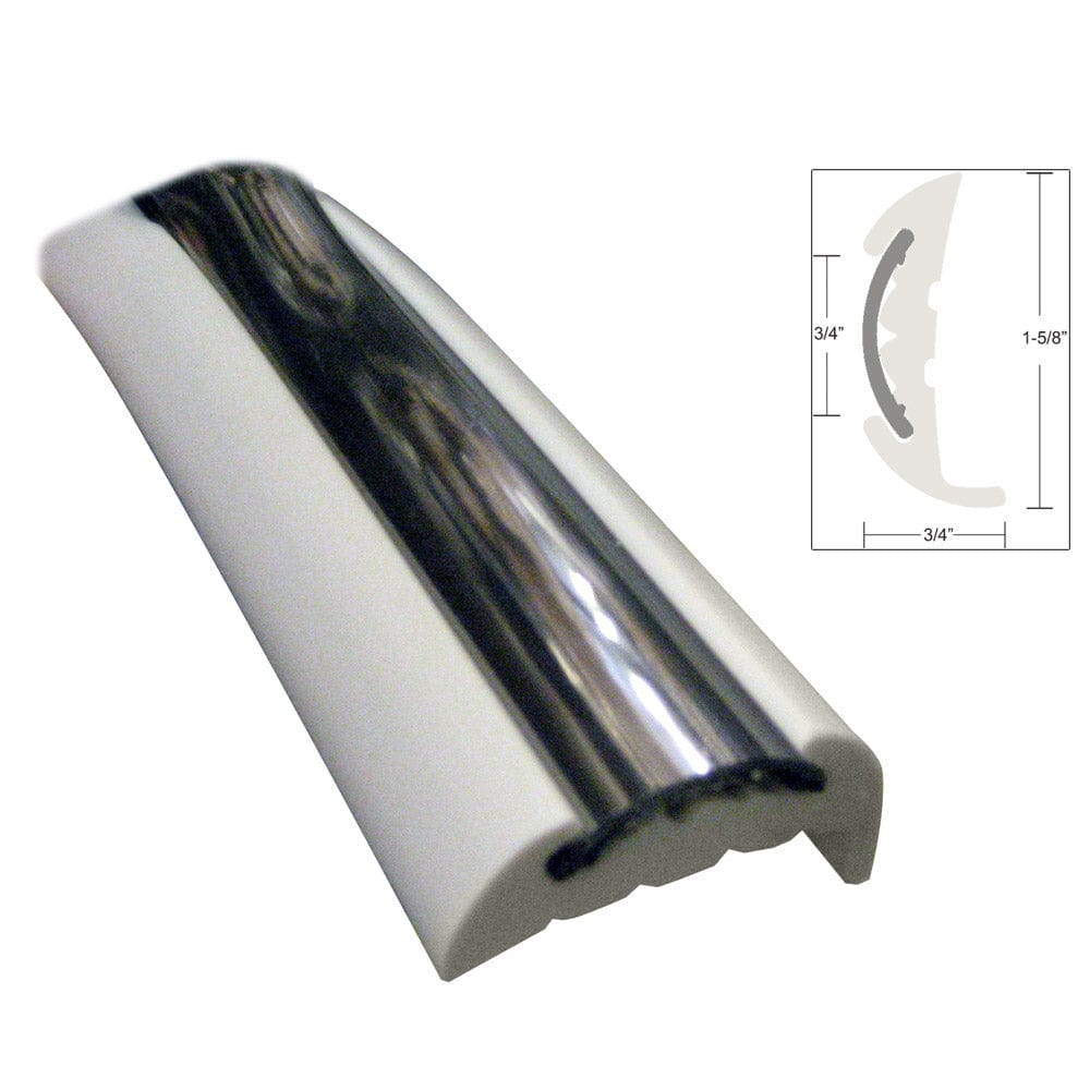 TACO Semi-Rigid Rub Rail Kit - White w/Flex Chrome Insert - 70' [V11-9811WCM70-2] - The Happy Skipper