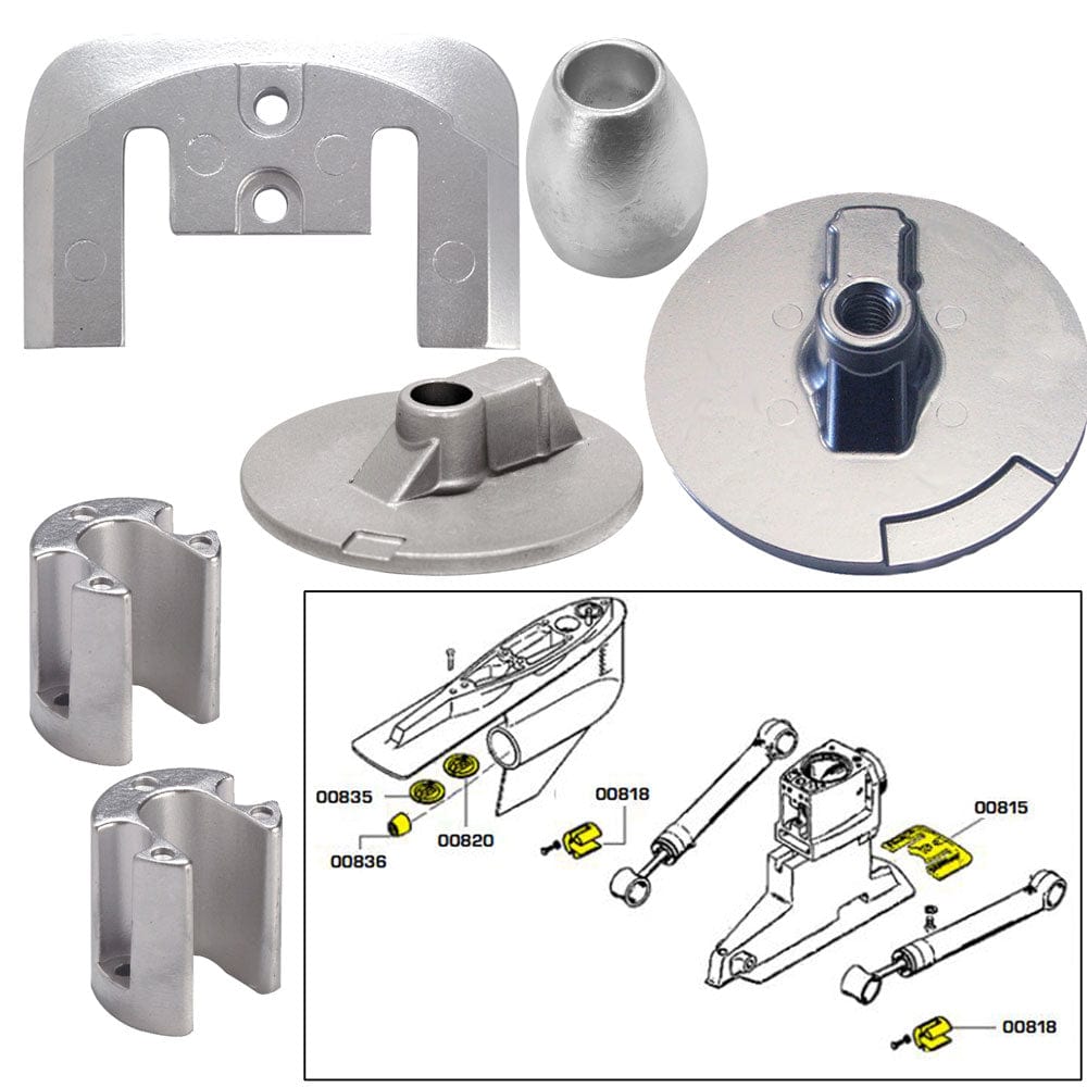 Tecnoseal Anode Kit w/Hardware - Mercury Bravo 3 2004-Present - Aluminum [20805AL] - The Happy Skipper