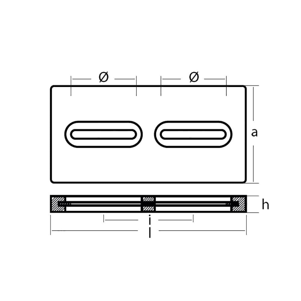 Tecnoseal Rectangular Zinc Plate Anode w/Inserts - 12" x 6" x 1" [TEC-DIVERSD] - The Happy Skipper