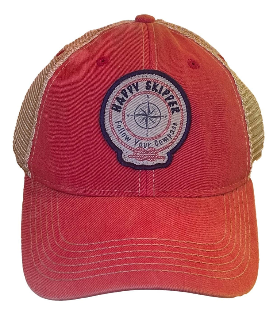 The Happy Skipper Classic Logo Red Trucker Hat - The Happy Skipper