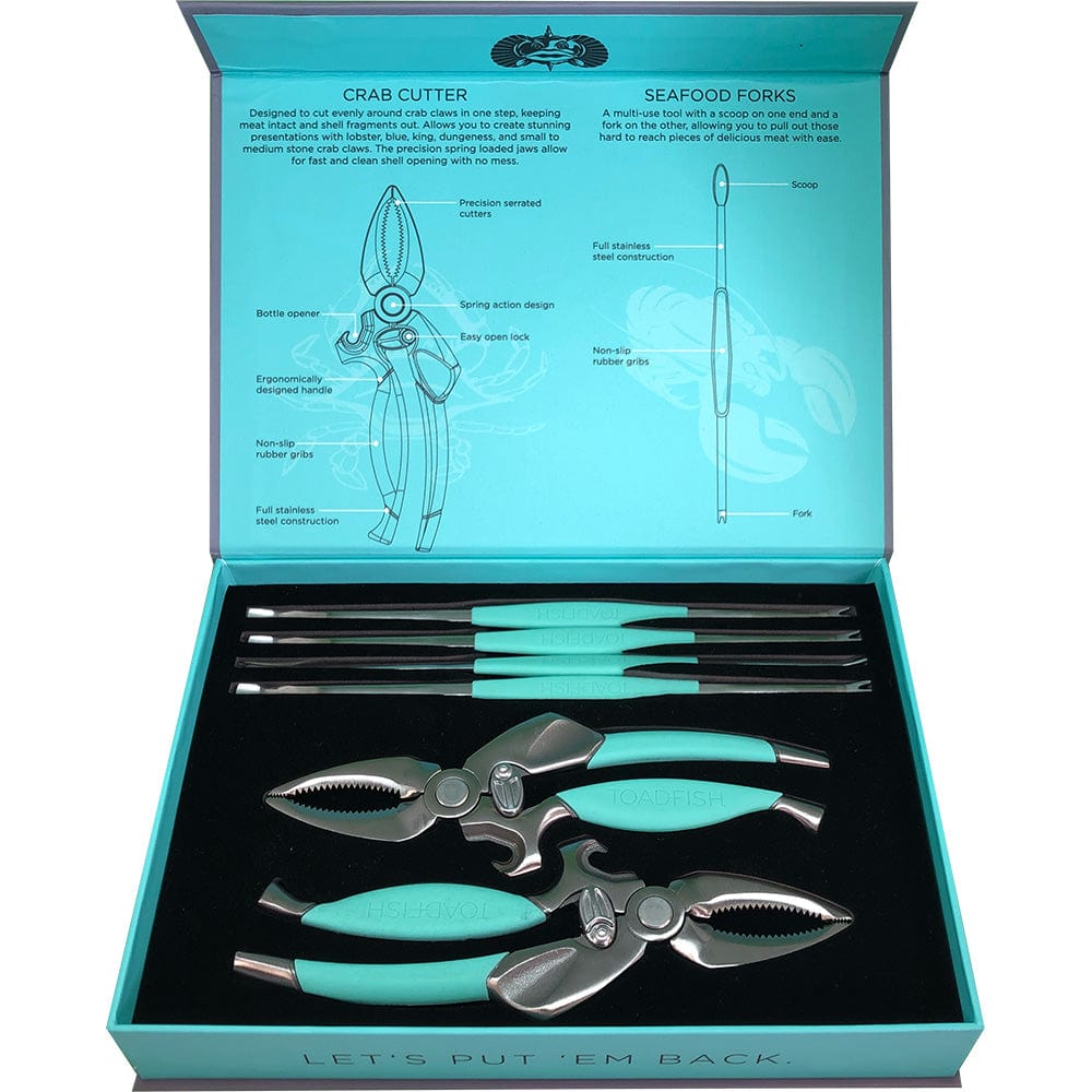 Toadfish Crab/Lobster Tool Set - 2 Shell Cutters 4 Seafood Forks [1022] - The Happy Skipper