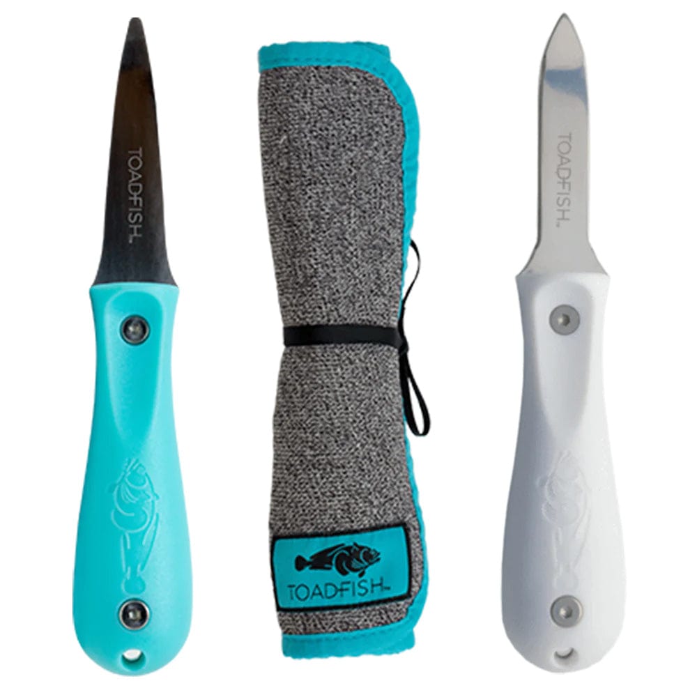 Toadfish Shuckers Bundle - Put Em Back Oyster Knife, Professional Oyster Knife Cut-Proof Shucking Cloth [1014] - The Happy Skipper