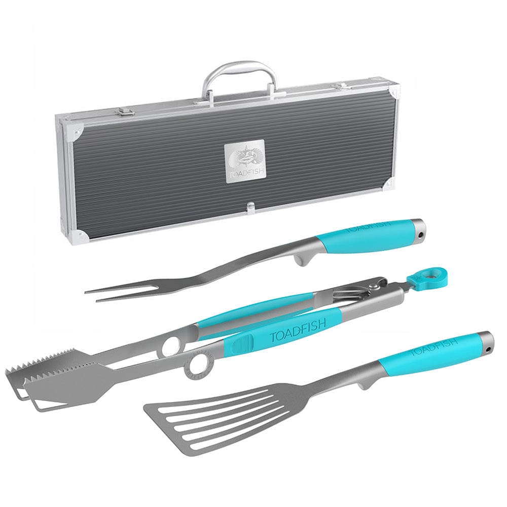 Toadfish Ultimate Grill Set + Case - Tongs, Spatula Fork [1092] - The Happy Skipper