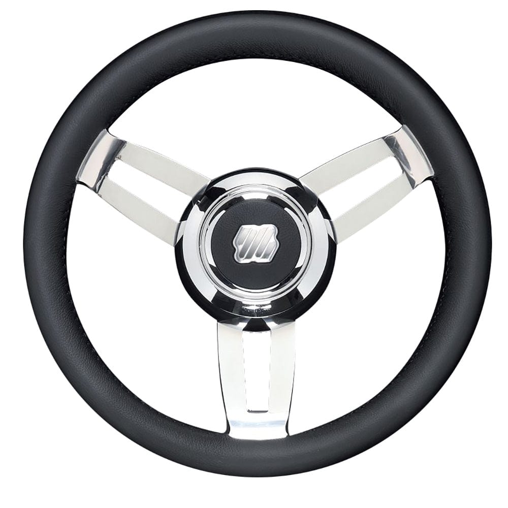Uflex Morosini 13.8" Steering Wheel - Black Polyurethane w/Stainless Steel Spokes Chrome Hub [MOROSINI U/CH/B] - The Happy Skipper