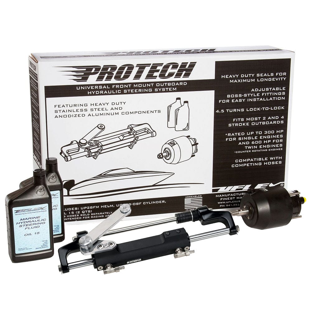 Uflex PROTECH 1.1 Front Mount OB Hydraulic System - Includes UP28 FM Helm, Oil UC128-TS/1 Cylinder - No Hoses [PROTECH 1.1] - The Happy Skipper