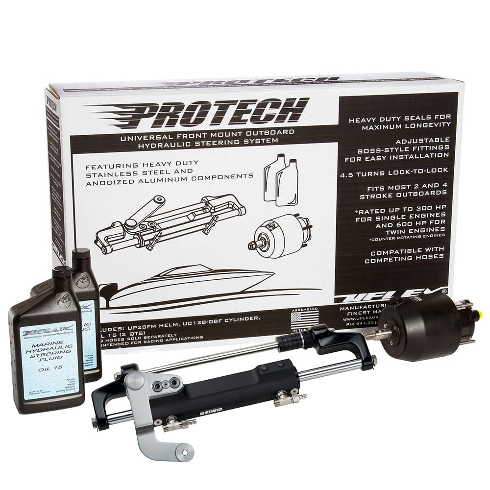 Uflex PROTECH 3.1 Front Mount OB Hydraulic System - Includes UP28 FM Helm, Oil UC128-TS/3 Cylinder - No Hoses [PROTECH 3.1] - The Happy Skipper