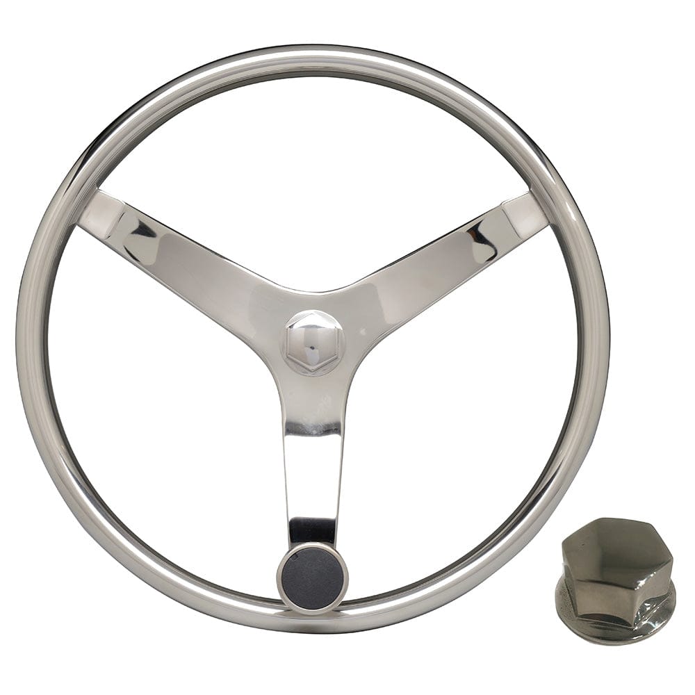 Uflex - V46 - 13.5" Stainless Steel Steering Wheel w/Speed Knob Chrome Nut [V46 KIT] - The Happy Skipper