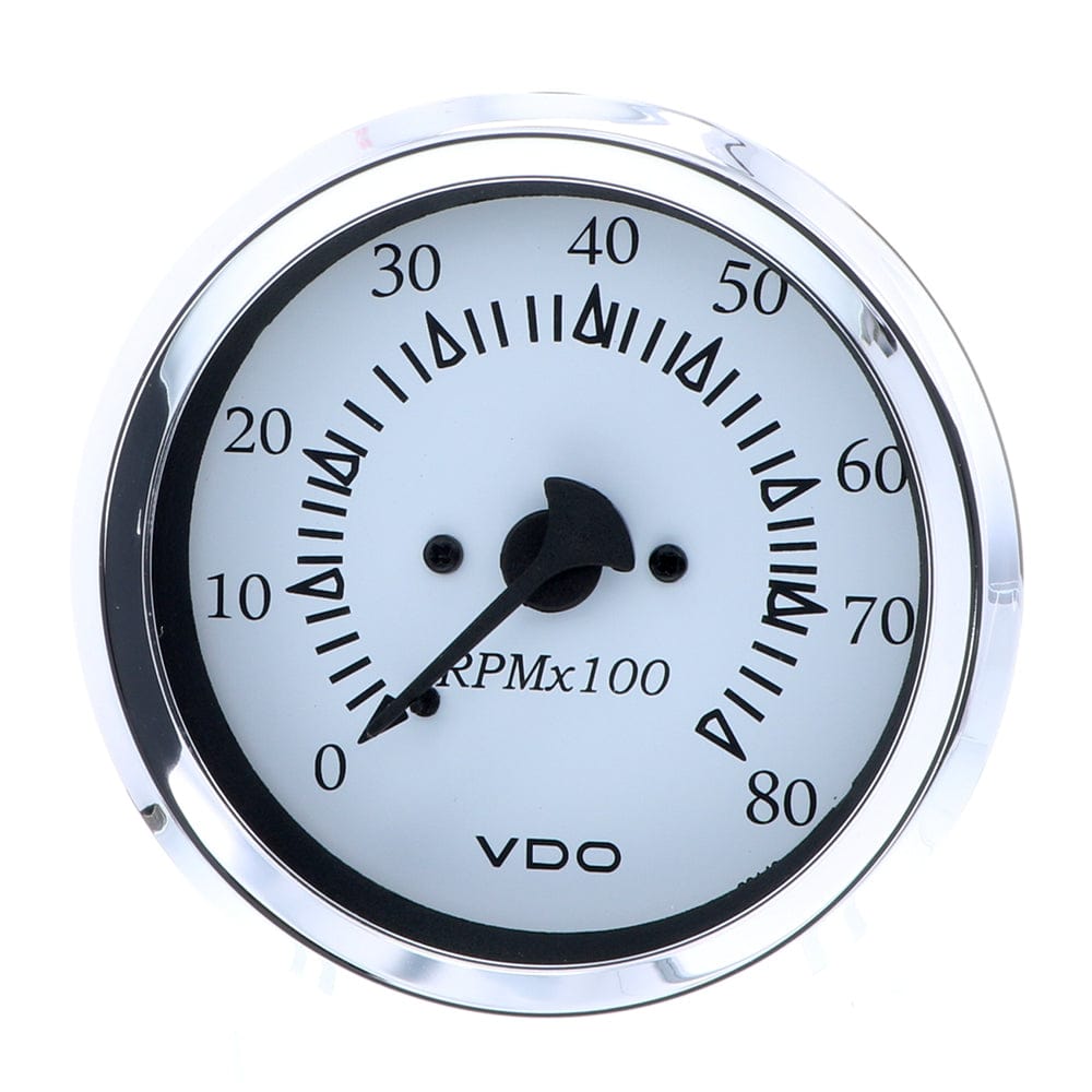 VDO Cockpit Marine 85MM (3-3/8") Outboard Tachometer - White Dial/Chrome Bezel [333-15275] - The Happy Skipper