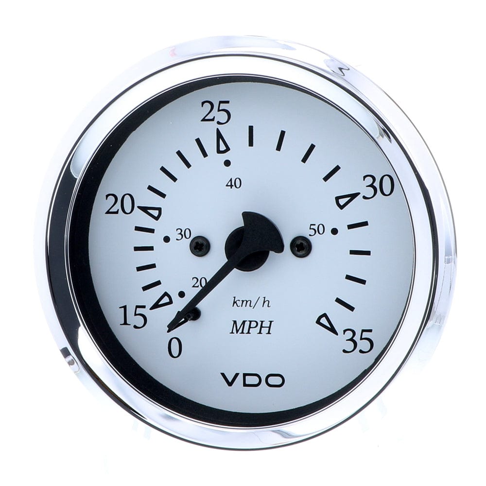 VDO Cockpit Marine 85MM (3-3/8") Pitot Speedometer - 0 to 35 MPH - White Dial/Chrome Bezel [260-15271] - The Happy Skipper