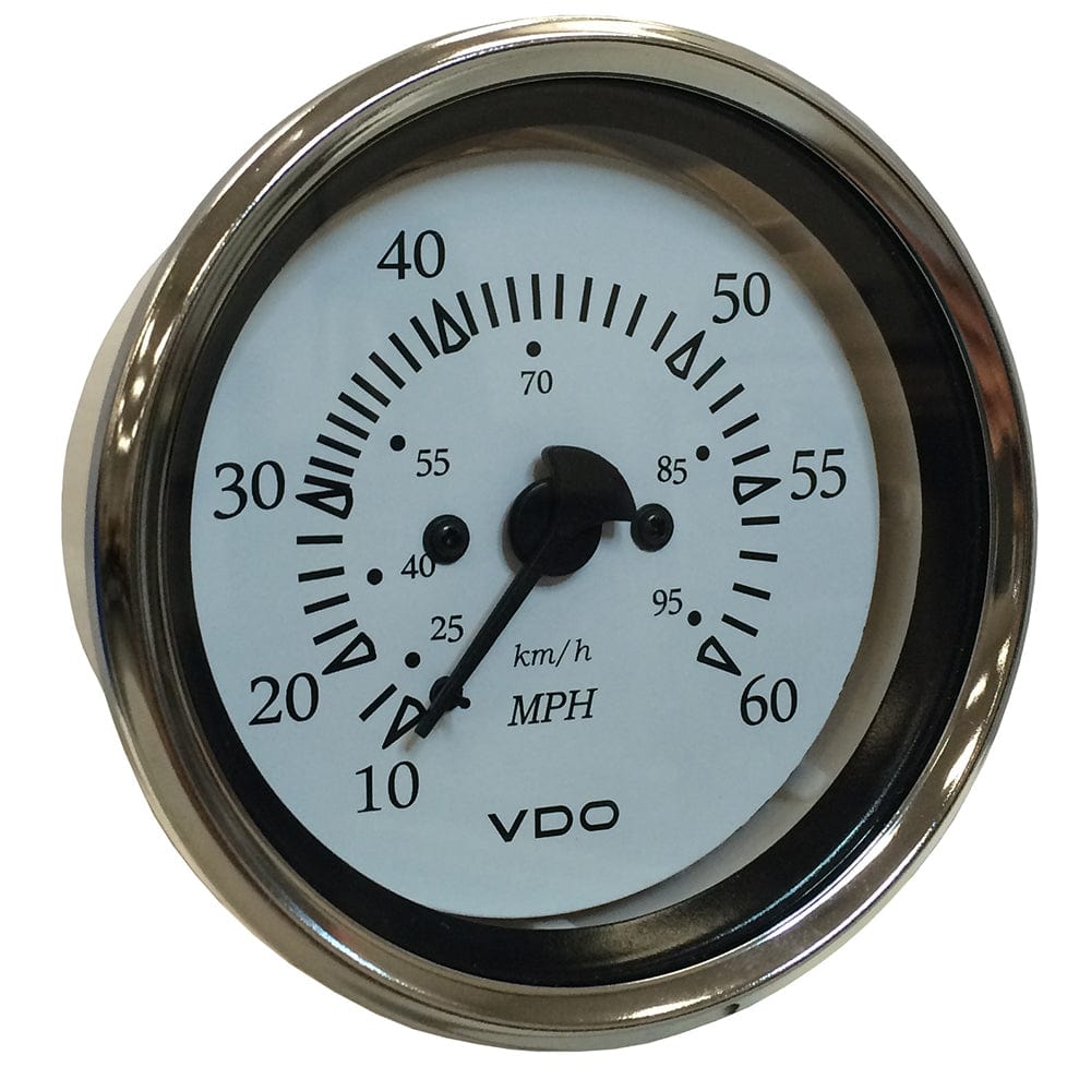 VDO Cockpit Marine 85MM (3-3/8") Pitot Speedometer - 0 to 60 MPH - White Dial/Chrome Bezel [260-15270] - The Happy Skipper