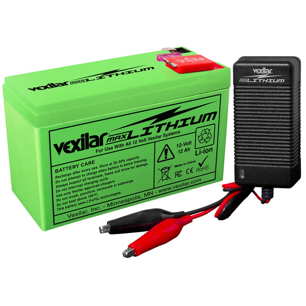 Vexilar 12V - 12 AH MAX Lithium Battery w/V-420L Rapid Charger [V-220L] - The Happy Skipper