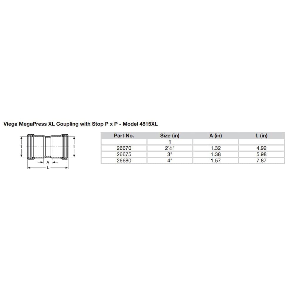 Viega MegaPress 2-1/2" Carbon Steel Coupling w/Stop w/FMK Double Press Connection - Smart Connect Technology [26670] - The Happy Skipper