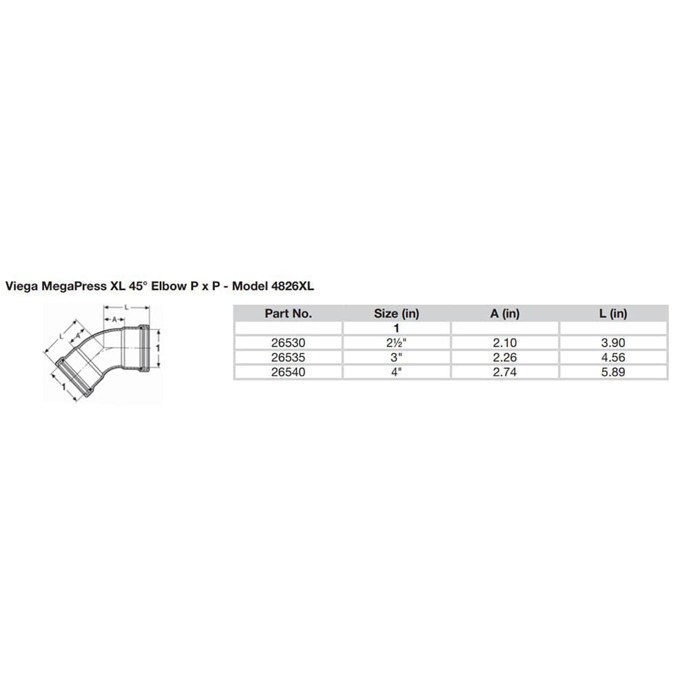 Viega MegaPress 4" 45 Carbon Steel Elbow w/FKM - Double Press Connection - Smart Connect Technology [26540] - The Happy Skipper