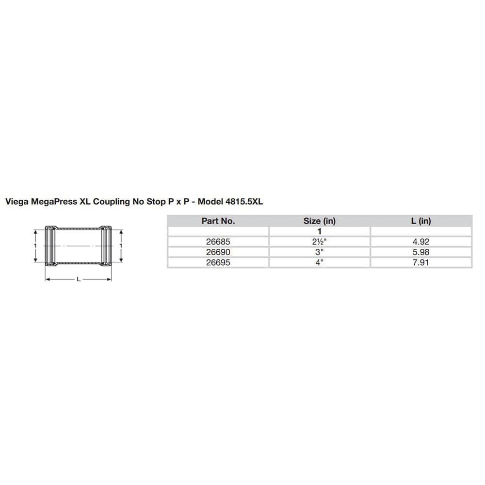 Viega MegaPress 4" Carbon Steel Coupling w/o Stop w/FMK - Double Press Connection - Smart Connect Technology [26695] - The Happy Skipper