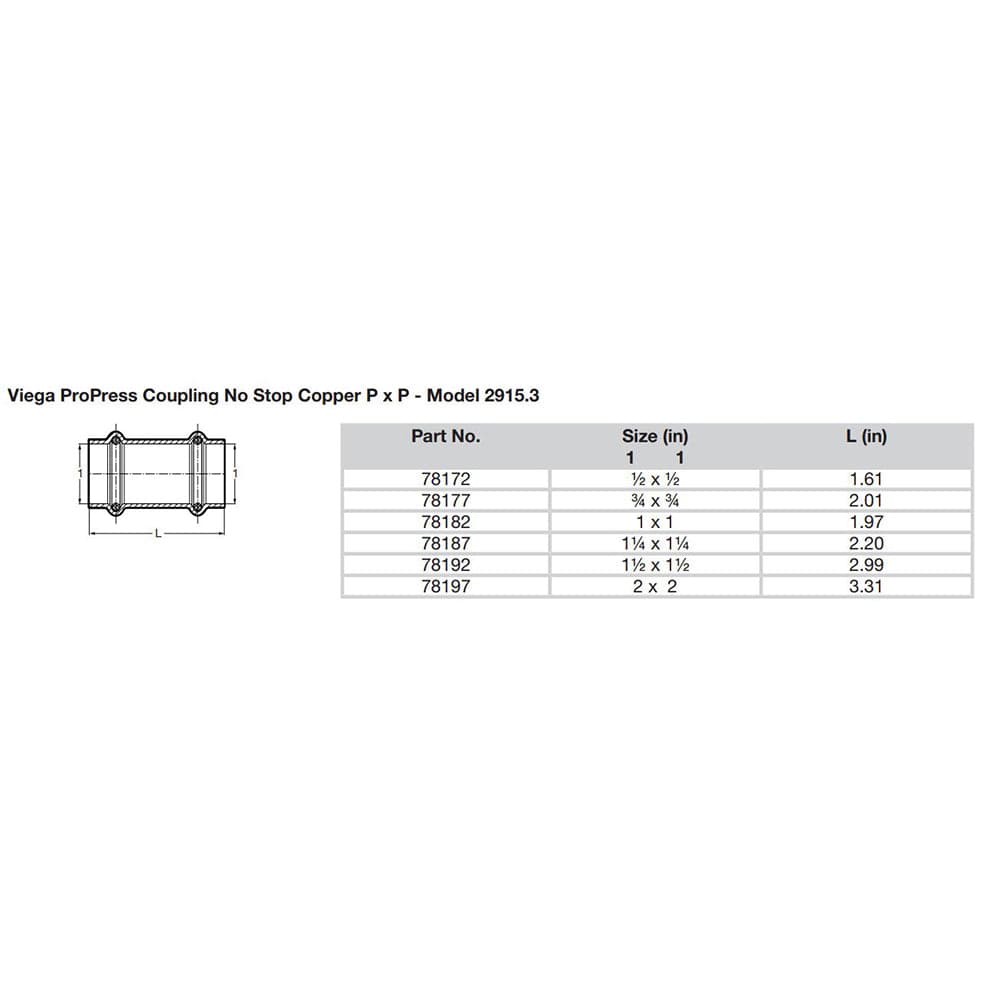 Viega ProPress 1" Copper Coupling w/o Stop - Double Press Connection - Smart Connect Technology [78182] - The Happy Skipper