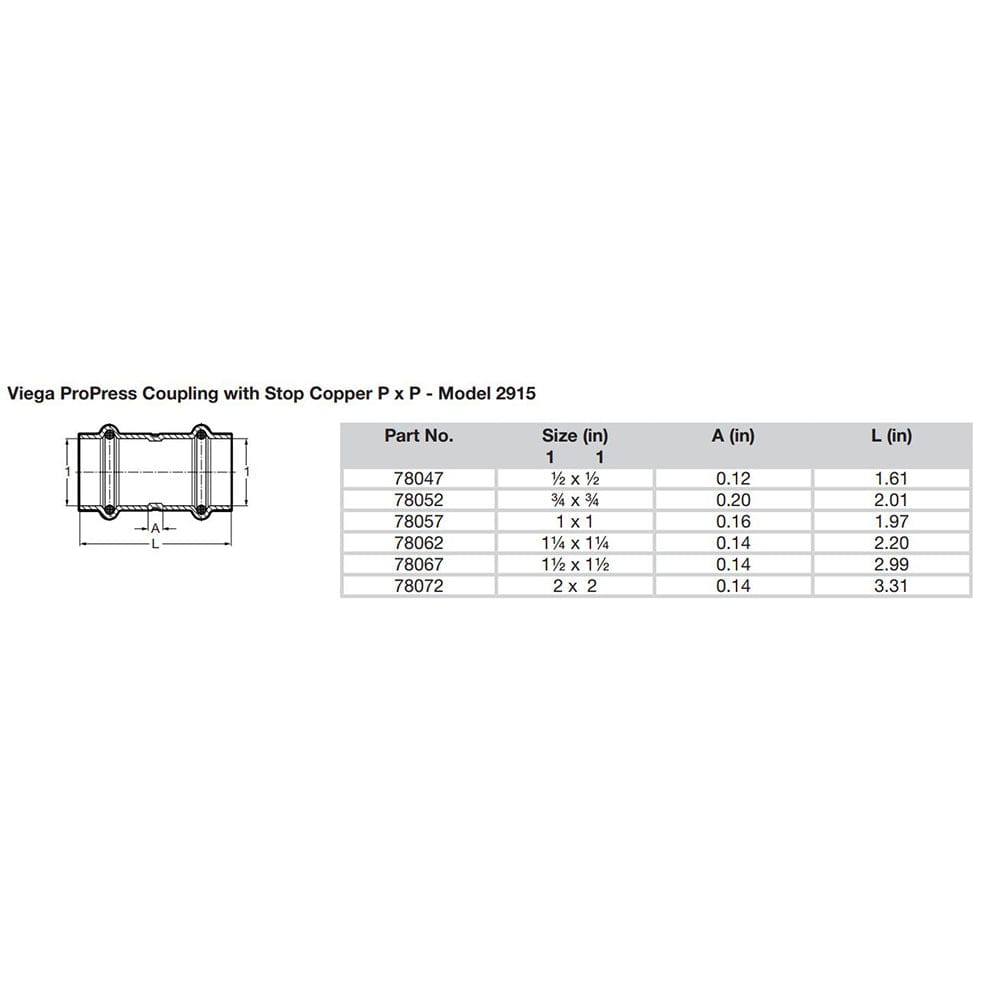 Viega ProPress 1/2" Copper Coupling w/Stop - Double Press Connection - Smart Connect Technology [78047] - The Happy Skipper