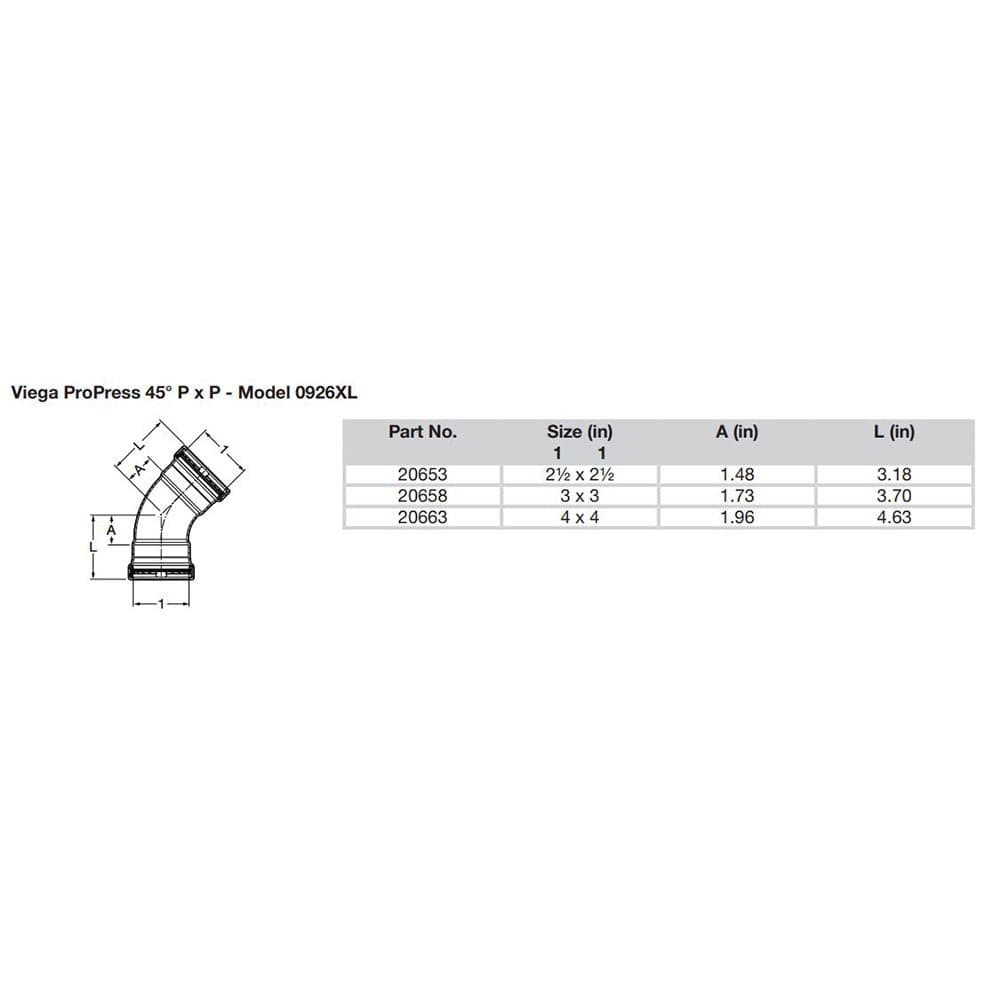Viega ProPress 2-1/2" - 45 Copper Elbow - Double Press Connection - Smart Connect Technology [20653] - The Happy Skipper